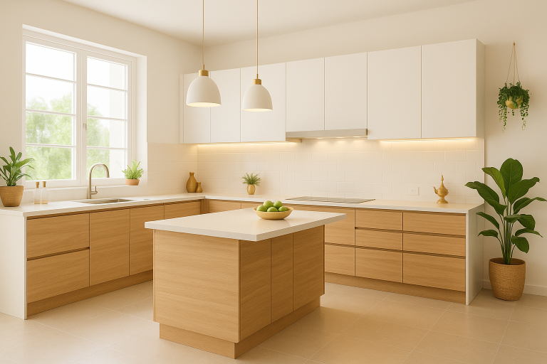 Marine plywood kitchen cabinets in Kochi